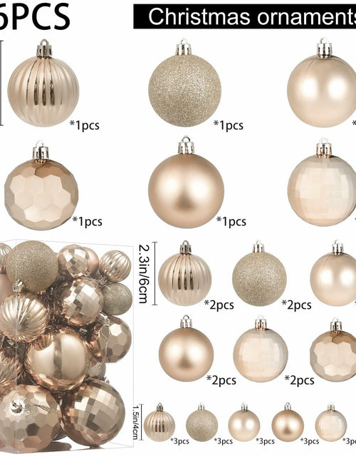 Load image into Gallery viewer, YiYunFloral Christmas Ball Ornaments 36pcs Shatterproof Champagne Xmas Decor
