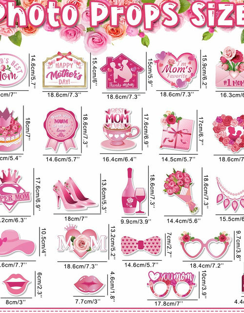 Load image into Gallery viewer, Mothers Day Decorations 23pcs Photo Booth Props Pink Frame Party Supplies
