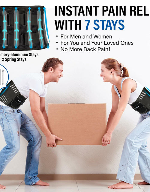 Load image into Gallery viewer, Back Brace Lower Back Pain Relief Breathable Stabilizing Belt Black L/XL
