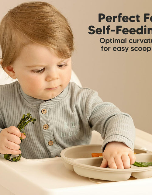 Load image into Gallery viewer, KeaBabies Silicone Suction Toddler Plates Divided 3-Pack Slate BPA-Free
