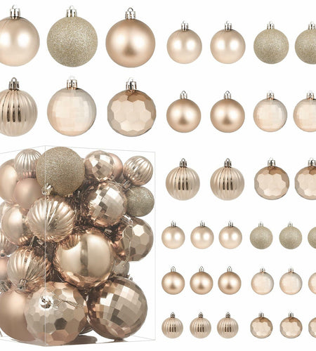 YiYunFloral Christmas Ball Ornaments 36pcs Shatterproof Champagne Xmas Decor