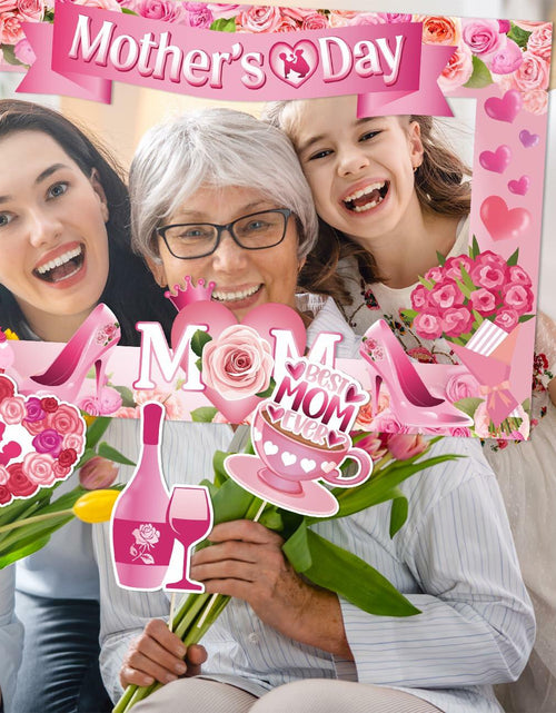Load image into Gallery viewer, Mothers Day Decorations 23pcs Photo Booth Props Pink Frame Party Supplies
