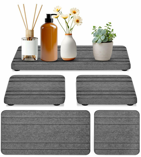 Vegoran 3PCS Grey Diatomite Stone Sink Tray 4x8in Water Absorbing Fast Dry