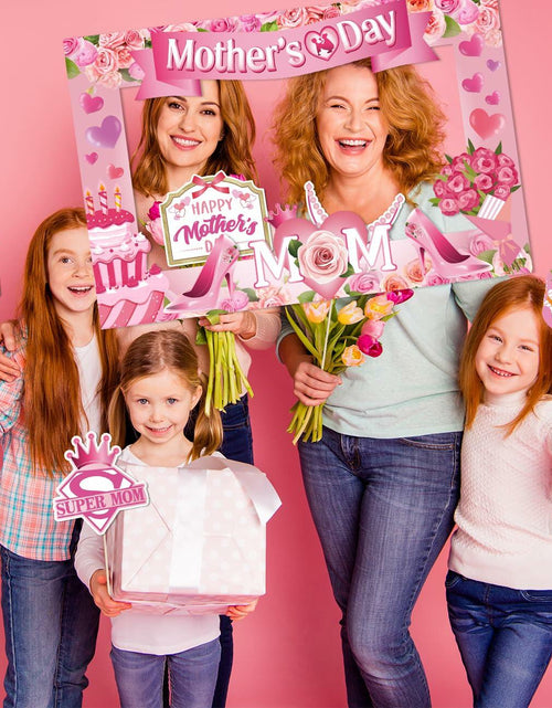 Load image into Gallery viewer, Mothers Day Decorations 23pcs Photo Booth Props Pink Frame Party Supplies
