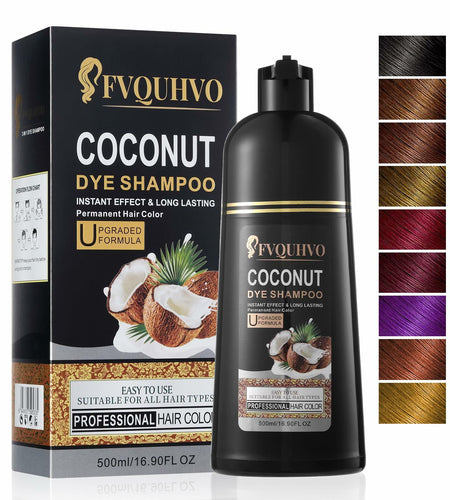 BestBy08/26 Hair Dye Shampoo 3-in-1 Coconut Oil Instant Color Cherry Brown