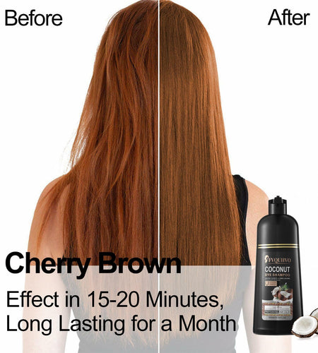BestBy08/26 Hair Dye Shampoo 3-in-1 Coconut Oil Instant Color Cherry Brown