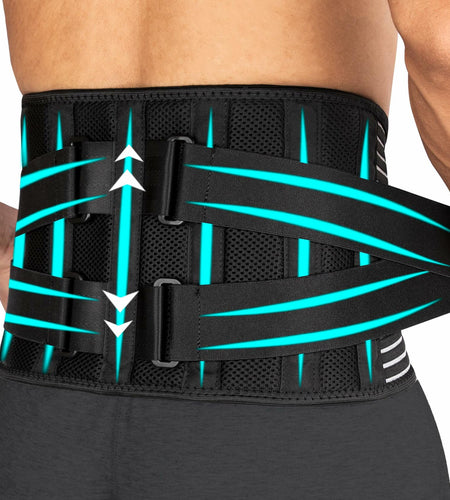 Back Brace Lower Back Pain Relief Breathable Stabilizing Belt Black L/XL