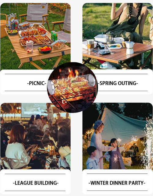 Load image into Gallery viewer, Grill Basket Outdoor Stainless Steel Rotating Bracket Small Size 1 Pack
