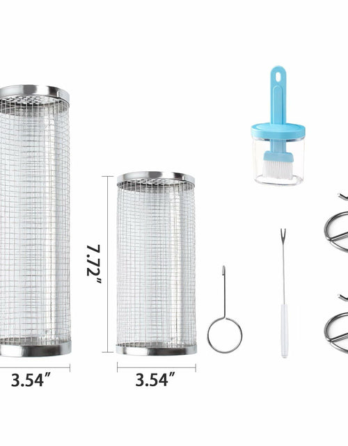 Load image into Gallery viewer, Grill Basket Outdoor Stainless Steel Rotating Bracket Small Size 1 Pack
