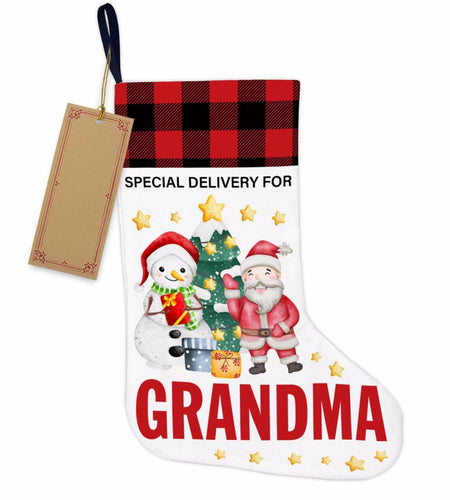 TSUYAWU Grandma Christmas Stocking Snowman Xmas Decoration 18x12 Inch