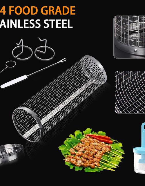 Load image into Gallery viewer, Grill Basket Outdoor Stainless Steel Rotating Bracket Small Size 1 Pack
