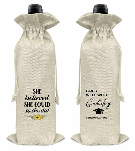 Graduation Wine Gift Bags for Women Daughter Sister Granddaughter 2 Pcs