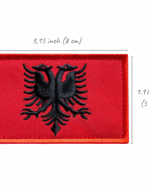 Load image into Gallery viewer, Bluyellow Albania Flag Embroidered Patch 2 Pcs 2x3 Inches Tactical Hook Loop
