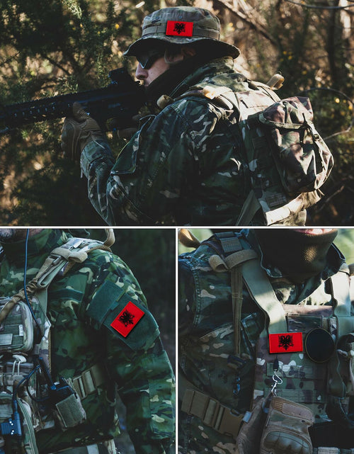 Load image into Gallery viewer, Bluyellow Albania Flag Embroidered Patch 2 Pcs 2x3 Inches Tactical Hook Loop
