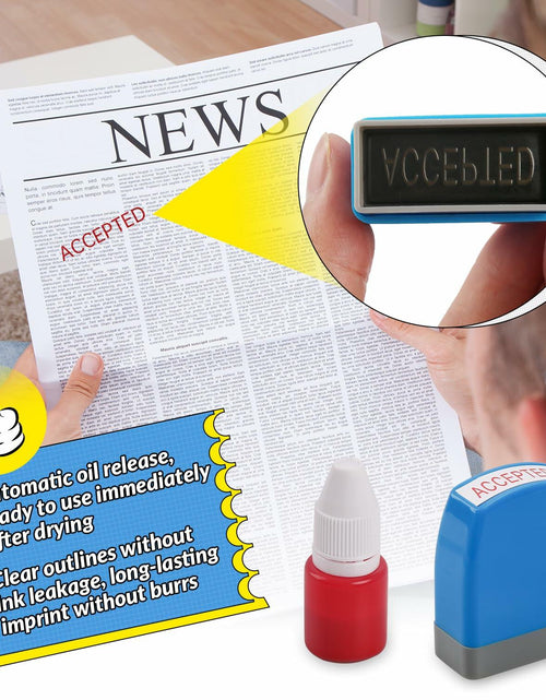 Load image into Gallery viewer, YIEMI Self-Inking Office Stamp Blue Red Ink Clear Crisp Impressions
