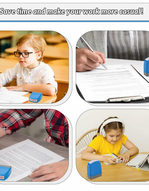 Load image into Gallery viewer, YIEMI Self-Inking Office Stamp Blue Red Ink Clear Crisp Impressions
