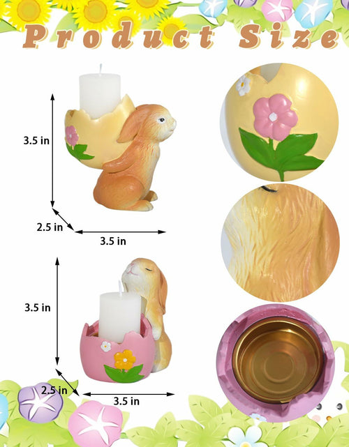Load image into Gallery viewer, AMOYYT Easter Bunny Figurines 3.5in Resin Candle Holder Table Decor 2Pcs
