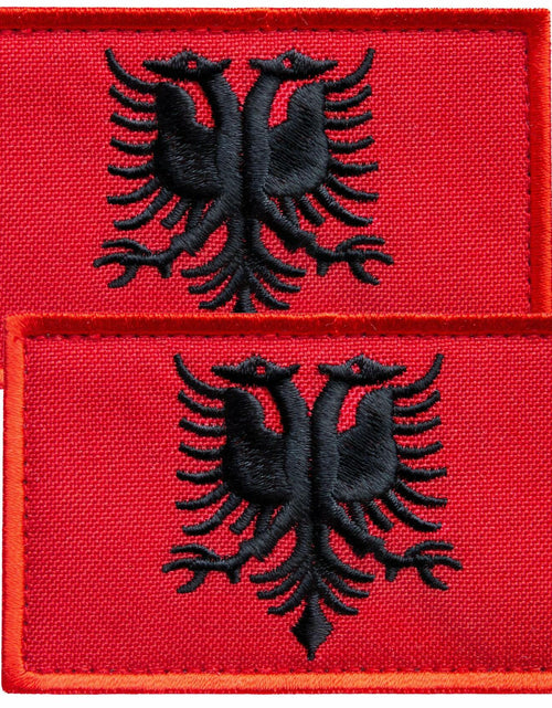 Load image into Gallery viewer, Bluyellow Albania Flag Embroidered Patch 2 Pcs 2x3 Inches Tactical Hook Loop
