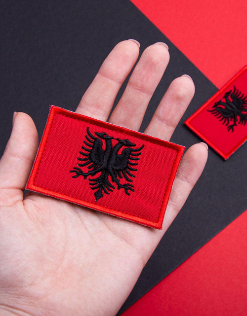 Load image into Gallery viewer, Bluyellow Albania Flag Embroidered Patch 2 Pcs 2x3 Inches Tactical Hook Loop
