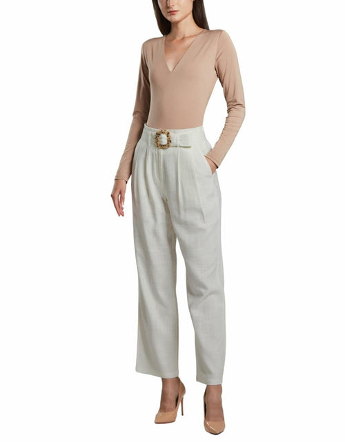 Load image into Gallery viewer, SANDY &amp; SID Womens Linen Crop High Rise Straight Leg Pants White Size L
