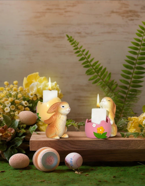 Load image into Gallery viewer, AMOYYT Easter Bunny Figurines 3.5in Resin Candle Holder Table Decor 2Pcs
