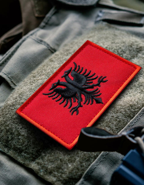 Load image into Gallery viewer, Bluyellow Albania Flag Embroidered Patch 2 Pcs 2x3 Inches Tactical Hook Loop
