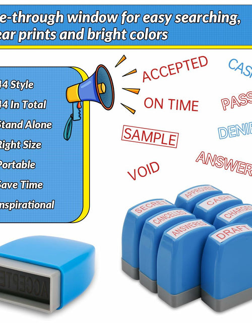 Load image into Gallery viewer, YIEMI Self-Inking Office Stamp Blue Red Ink Clear Crisp Impressions
