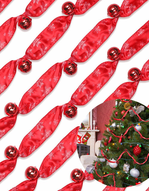 Load image into Gallery viewer, Jutom 2 Pack 6 Yards Burlap Christmas Garland with Jingle Bells Red Black
