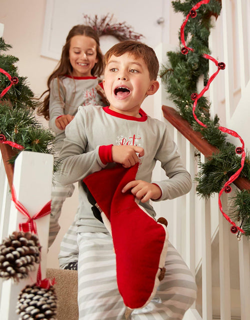 Load image into Gallery viewer, Jutom 2 Pack 6 Yards Burlap Christmas Garland with Jingle Bells Red Black
