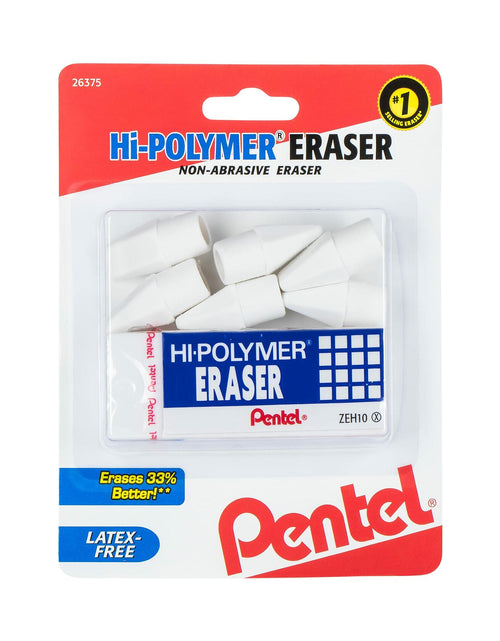 Load image into Gallery viewer, Pentel HI-Polymer Eraser Combo Pack 6 Caps 1 Large White ZEH0210BP7

