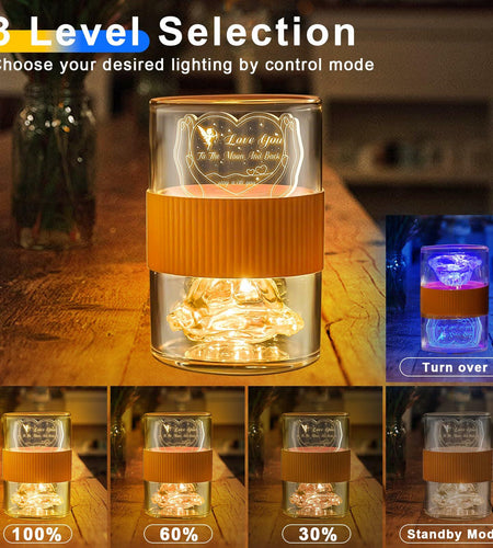 AO LI GEI Touch LED USB Rechargeable Bedside Lamp Warm Light Gold