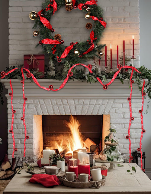 Load image into Gallery viewer, Jutom 2 Pack 6 Yards Burlap Christmas Garland with Jingle Bells Red Black
