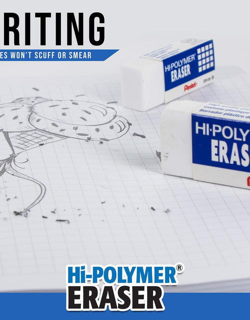 Load image into Gallery viewer, Pentel HI-Polymer Eraser Combo Pack 6 Caps 1 Large White ZEH0210BP7

