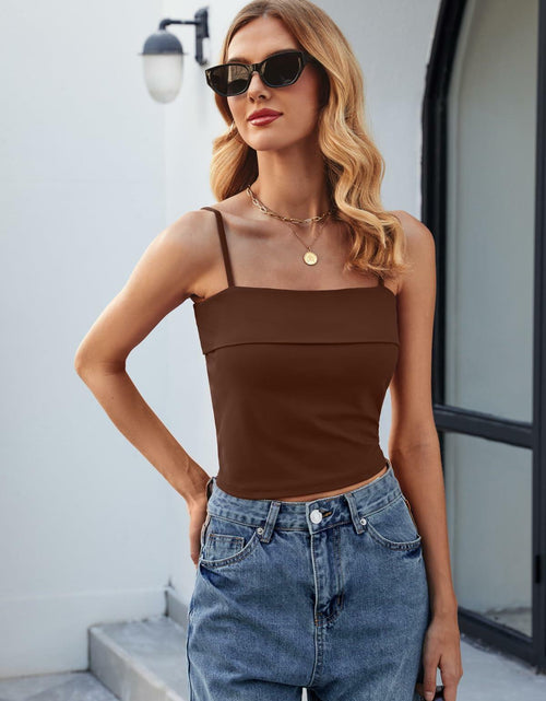 Load image into Gallery viewer, ZANZEA Adjustable Spaghetti Strap Tank Top Brown Size Small
