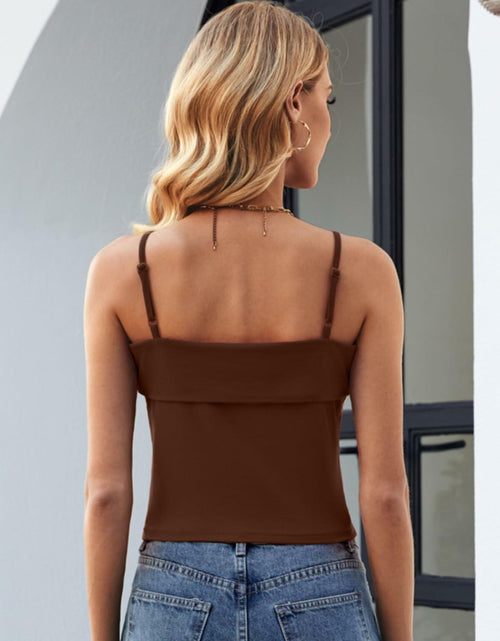 Load image into Gallery viewer, ZANZEA Adjustable Spaghetti Strap Tank Top Brown Size Small
