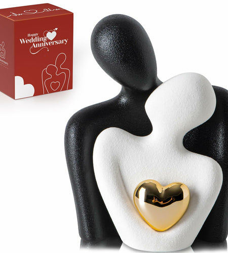LCCCK Porcelain Couple Statue Romantic Anniversary Figurine TV Stand Decor