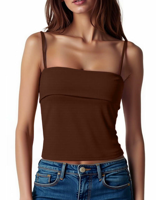 Load image into Gallery viewer, ZANZEA Adjustable Spaghetti Strap Tank Top Brown Size Small
