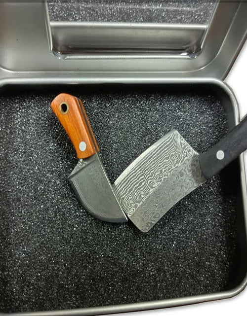 Load image into Gallery viewer, KOWAKA Mini Pocket Knives Set 2 Damascus Pattern Tiny Knife with Sheath
