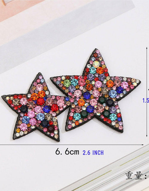 Load image into Gallery viewer, Minason Crystal Star Rhinestone Sew-On Patches Mix Color 2.6x1.57in 5Pc
