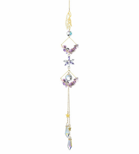 Venusorn Natural Crystal Flower Chains Purple - Window Décor Sun Catchers