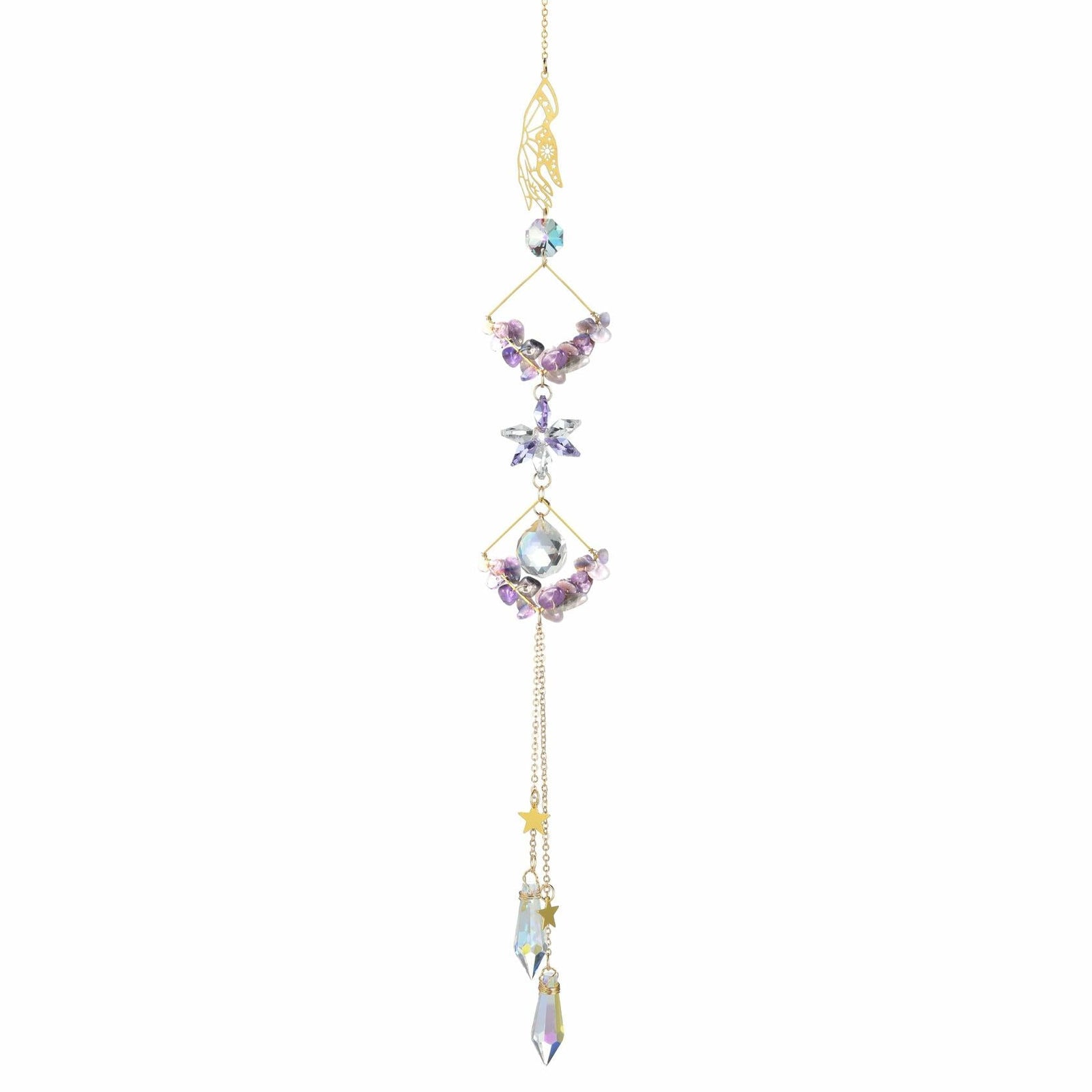 Venusorn Natural Crystal Flower Chains Purple - Window Décor Sun Catchers