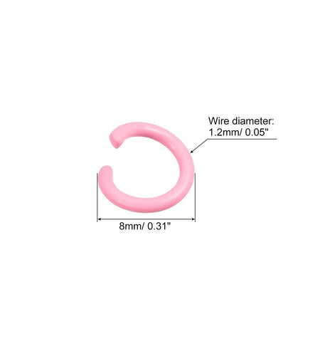 uxcell 8mm Open Jump Rings Carbon Steel Pink 80Pcs DIY Craft Connectors