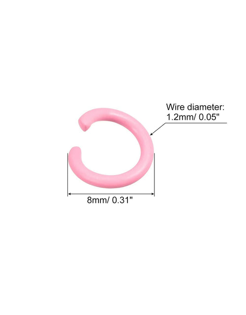 Load image into Gallery viewer, uxcell 8mm Open Jump Rings Carbon Steel Pink 80Pcs DIY Craft Connectors
