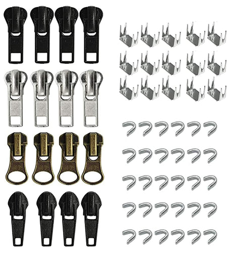 YAFIYGI 12PCS Zipper Replacement Kit Metal Plastic Nylon Coil Repair