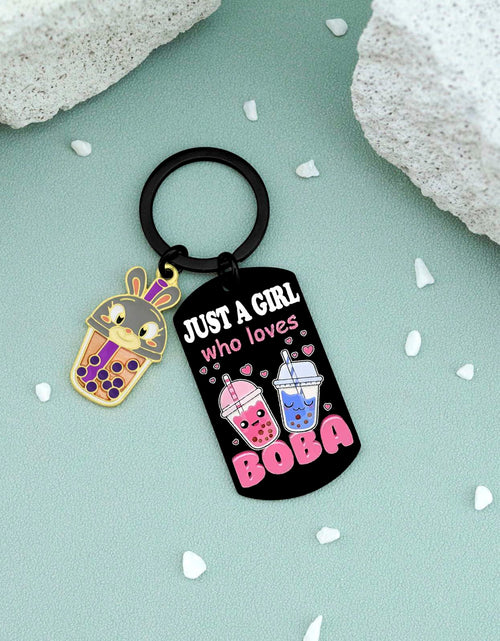 Load image into Gallery viewer, Crizaor Boba Tea Keychain Ornament Just a Girl Who Loves Boba 5"
