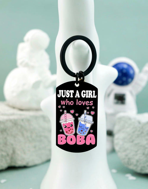 Load image into Gallery viewer, Crizaor Boba Tea Keychain Ornament Just a Girl Who Loves Boba 5"
