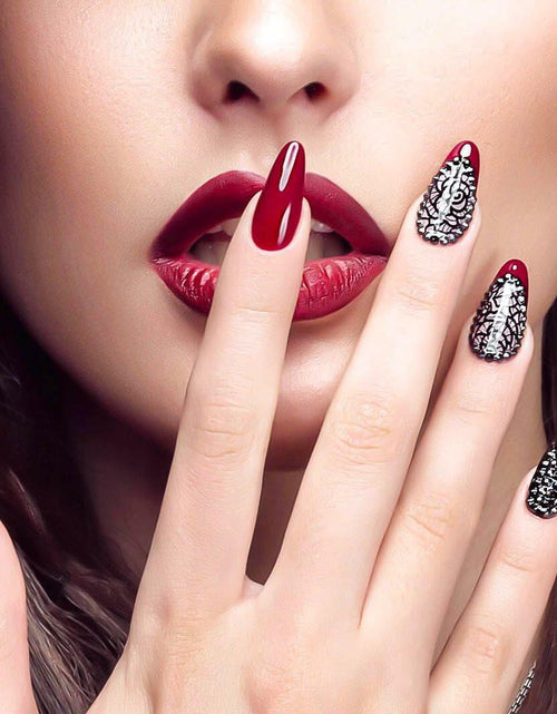 Load image into Gallery viewer, Vokupoga Press On Nails French Tip Medium Pink White Glitter 24Pcs
