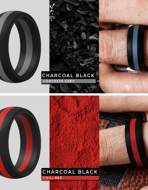 Load image into Gallery viewer, Men’s Silicone Wedding Rings 8.7mm Wide 2mm Thick Size 10.5-11 Variety Pack

