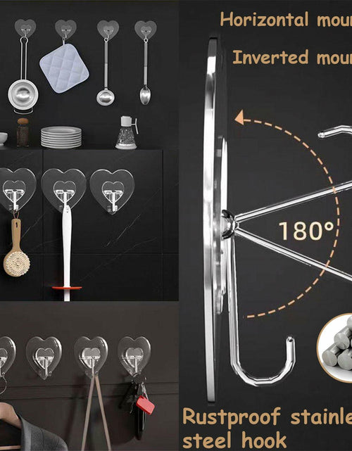 Load image into Gallery viewer, TocTen Adhesive Hooks 12 Pack Heavy Duty Clear Waterproof 30lb Max Load
