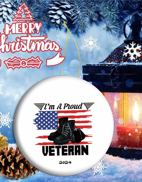 Load image into Gallery viewer, Veteran 2024 Military Ornament with US Flag Proud Army Veteran
